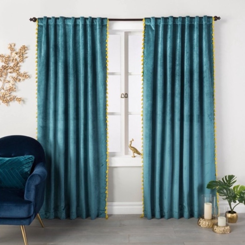 OPALHOUSE Light-Filtering Velvet Tassel
Trim Curtains (4 Panels)